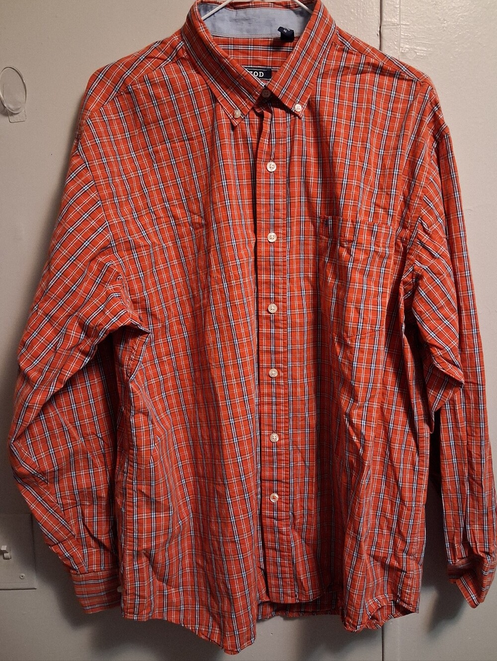 Izod Orange Plaid Button-Down Shirt